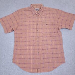 The Territory Ahead Shirt Mens Large Orange Embroidered‎ Button Up Short Sleeve